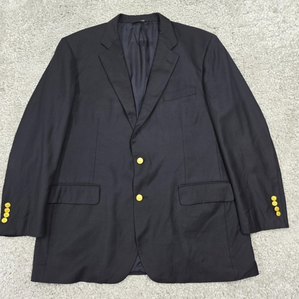 Brooks Brothers Blazer Mens 46L Blue Loro Piana Wool Gold Button Old Money